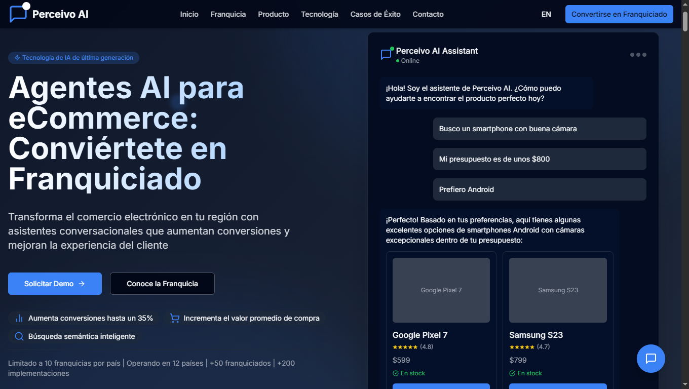 Landing Page de Franquias Perceivo AI